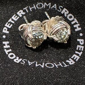 New! Peter Thomas Roth Earrings! Topaz, Sterling Silver, 6mm, Carat Weight 1.12!